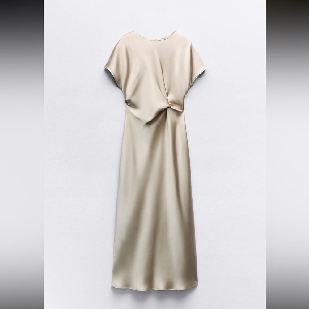 Zara Satin Cream Maxi Dress